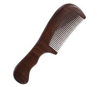 Mobestech Peine de Madera de Sándalo para Mujer con Mango Doble Curvado Dientes Finos Antiestático Masajeador de Cabelludo Peine para Uso Diario y Viaje Desenredante y Ergonómico