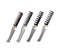 Mobestech Peine Plegable para Hombre de Acero Inoxidable Ligero Abridor de Botellas, 4 Piezas para Peinado Vintage y Cuidado del Cabello en Cualquier Ocasión