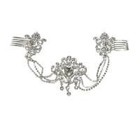 Mobestech Peineta para Novia Cadena y Gemas de Imitación Plateados, Accesorio para Cabello de Boda Elegante, Pieza para Tocado Nupcial, Adecuado para Fiestas y Recepciones