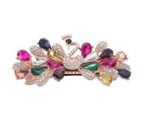 Mobestech Pinza Pelo Diseño de Pavo Real y Flores, Pinza Antideslizante de Metal y Plástico para Mujer Sujeción Segura en Fiestas y Eventos