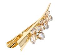 Mobestech Pinza Pelo Tipo Cocodrilo con Mecanismo de Resorte Fuerte, Diseño de Cuerno y Cristales Decorativos, Color Champán, Clip Fino para Mujer y Niña, Accesorio Elegante para Fiestas