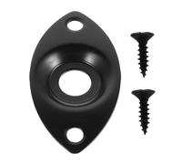 Mobestech Placa de Zócalo Metálica para Guitarra Eléctrica Tipo Ojo de Gato, Resistente y Duradera, Color Negro, Accesorio de Repuesto para Conector de Jack, Compatible Varios Modelos,