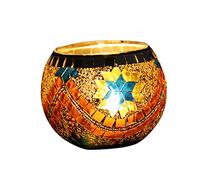 Mobestech Portavelas de té de estilo europeo con diseño de mosaico de globo turco de cristal para decoración de bodas, fiestas, centros de mesa