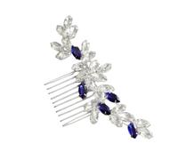 Mobestech Postizo de Pelo con Gemas de Imitación Azules Peine Lateral Brillante de Aleación Adorno Cabello de Novia para Ceremonias Playa y Jardín Tocado de Novia y Dama de Honor