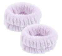 Mobestech Pulseras de Franela Absorbentes para Lavado Facial, 2 Piezas en Color Morado, Elásticas y Cómodas para Uso en Spa, Maquillaje, Yoga y Cuidado Personal