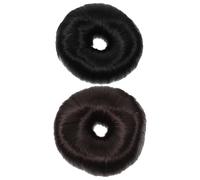 Mobestech Set de 2 Anillos para Moño Tipo Donut Negro y Marrón Oscuro Accesorio para Cabello Postizo Peluca para Niña Adecuado para Peinados Rápidos y Moños Elegantes Apto para Cabello