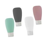 Mobestech Set de 4 Frascos Rellenables de Silicona 38Ml para Viaje Dispensadores de Cosméticos Resistentes y Compactos Contenedores Portátiles para Lociones y Geles Color Color Aleatorio