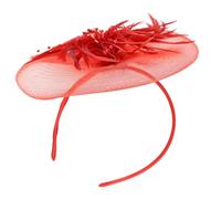 Mobestech Sombreros de Fiesta Tocado de Plumas y Red Roja para Celebraciones y Bodas, Diademas Decorativas Cómodas para Mujer y Niña