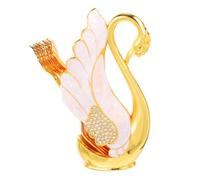 Mobestech Soporte de Tenedores Forma de Cisne Metálico Dorado con Tenedores para Postres y Frutas Organizador Decorativo Práctico para Cocina y Fiestas