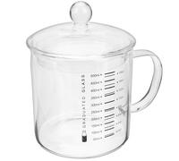 Mobestech Taza de Café de Cristal con Báscula y Asa, Vidrio para Bebidas | Base Plana y Fondo Grueso, Asa Antiescaldado, para Café, Té y Uso Doméstico