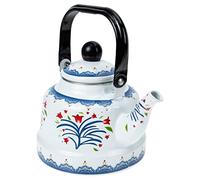 Mobestech Tetera de Esmalte Espesada para Calentar Agua Práctica Tetera con Resistencia al Calor para Cocinas de Inducción y Gas con Flores