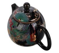Mobestech Tetera Vintage de Cerámica Esmaltada Negra Diseño de Dragón, Tetera China para Té Kung Fu, Portátil para Camping y Uso Doméstico, Herramienta para Servir Té, Capacidad Media