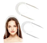 Mobestech Tiara de Gemas de Imitación para Mujer 2 Unidades Tamaño Único Brillo Elegante Boda Fiesta Dorado y Plateado