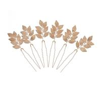 Mobestech Tocado para Novia 6 Horquillas Doradas Forma de Hoja Accesorio Cabello de Aleación Resistente Adecuado para Bodas Cumpleaños y Fiestas