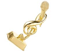 Mobestech Trofeo Decorativa de Micrófono Dorado Infantil de Resina Nota Musical para Escritorio, Adecuado para Concurso de Voz y Decoración en Habitación Infantil