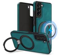 MOBESV Funda con Soporte para Samsung Galaxy S21 6,2 Pulgadas, Funda de Cuero Magnética para MagSafe/Cargador inalámbrico, Cover Fina Clásica y Elegante, Azul Claro