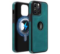 MOBESV Funda de Cuero con Vista del Logotipo para iPhone 13 Pro MAX 6,7 Pulgadas, Funda Magnética para MagSafe, Cover Fina Clásica y Elegante, Azul Claro