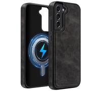 MOBESV Funda de Cuero para Samsung Galaxy S21 FE 6,4 Pulgadas, Funda Magnética para MagSafe/Cargador inalámbrico, Cover Fina Clásica y Elegante, Negro