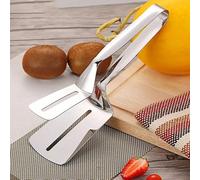 MobFest® Nueva herramienta de cocina para barbacoa, espátula de doble cara, multifuncional, de acero inoxidable, clip para voltear alimentos, pinza para carne, abrazadera de alimentos, 10 pulgadas