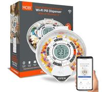 MOBI Connect Smart - Dispensador automático de píldoras de medicamentos inalámbrico con tapa de protección UV, organizador de pastillas de 28 días, cerradura de llave, sonido y luz para pastillas,