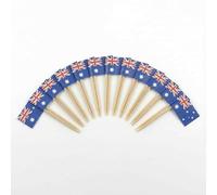Mobi Lock 120 Piezas Palillos Cóctel con Bandera de Australia - 6,5 cm (2,5 in) Palitos bambú con Mini Banderas - Palillos de Adorno para Aperitivos y Bebidas