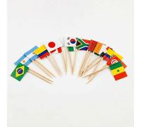 Mobi Lock 120 Piezas Palillos Cóctel con Bandera del Mundo - 6,5 cm (2,5 in) Palitos bambú con Mini Banderas - Selección de Sudamérica, África y Asia