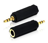 Mobi Lock 2 Piezas 3,5 mm Conector a 6,35 mm Toma - Adaptador Jack de Audio Estéreo de 1/8 a 1/4 de Pulgada - Conecta Dispositivos con Puerto de 3,5 mm a Equipos de Audio de 6,35 mm