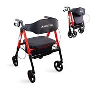 Mobiclinic®, Andador Bariátrico, Hasta 204 Kg, Plegable, Manillar y Asiento Regulable, Ruedas 360º, Respaldo, Cesta XL, Aluminio Reforzado, Madeira