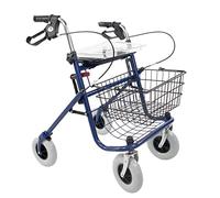 Mobiclinic, Andador para ancianos, Modelo Victoria, Plegable, Regulable, Freno en Manetas, Incluye Bandeja y Cesta, Resistente, ancianos, Andador para adultos, Andador 4 ruedas, Color Azul