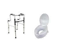 Mobiclinic, Andador para ancianos, Pórtico, Aluminio, Marca Española, Plegable, Conteras antideslizantes, Ligero & Elevador WC para adulto con tapa, 14 cm, Titá