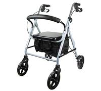 Mobiclinic®, Andador para ancianos, Ruedas grandes para calle, Plegable, con cesta de tela y asiento, Fabricado en aluminio, ligero, resistente, freno en manetas, Marca Española, modelo Sofía, Gris