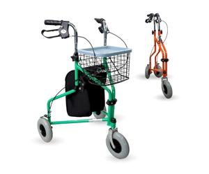Mobiclinic®, Andador plegable 3 ruedas, Caleta, Cesta con tapa y bolsa, Frenos en manetas, Regulable altura, Marca española, Ligero, Estructura manejable, Pequeñas, Verde