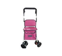 Mobiclinic®, Andador Plegable, Carro de la Compra con Asiento, 21L, Monomando, Acero, Gran Cesta, Respaldo y Acolchado, Sistema Frenado, Ruedas 360º, Coliseo (Fucsia)