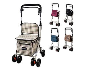 Mobiclinic®, Andador Plegable, Carro de la Compra con Asiento, Coliseo, Monomando, Acero, Gran Cesta, Respaldo y Acolchado, Sistema Frenado, Ruedas 360º, Cuadros