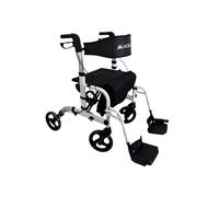 Mobiclinic®, Andador Plegable, con Reposapiés, Plegable, Ajustable en Altura, Máx. 136 Kg, con Frenos, Respaldo Reversible, Ruedas 360º, Bolsa, Porta Bastón, Ibiza