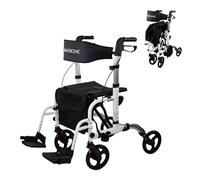 Mobiclinic®, Andador Plegable, con Reposapiés, Plegable, Ajustable en Altura, Máx. 136 Kg, con Frenos, Respaldo Reversible, Ruedas 360º, Bolsa, Porta Bastón, Ibiza