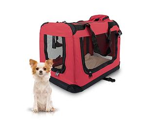 Mobiclinic, Balú, Transportín para Mascotas, Perros, Gatos, Conejos, Cobayas, Portátil y Transpirable, Talla s, Soporta 8 kg, 50x34x36 cm, Plegable, Rojo
