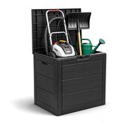 Mobiclinic®, Baúl Almacenaje Exterior, 120L, de Resina, Para Jardín, Terraza, Balcón, 56x43x53 cm, Impermeable, Tapa Abatible, Cierre tipo click, Asas, Montaje sin Herramientas, Boxly