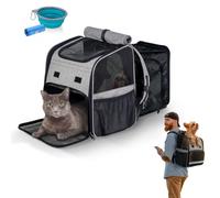 Mobiclinic® Pets, Mochila para Mascotas. Tula, Plegable, Ventilación, Bolsillos, Incluye comedero y Bolsas, Múltiples accesos, Ajustable, 37x29x37.5 cm, Transportín Gatos Perros