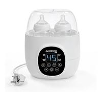 Mobiclinic®, Calienta Biberones y Esterilizador, 6 en 1, Capacidad Doble, Descongela, Programable, Mantiene la Temperatura, Calentamiento Rápido, Pantalla LCD, Compacto, Portátil, Bibidu