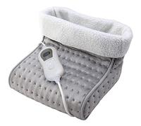 Mobiclinic, Calientapiés eléctrico, Muy bajo Consumo, 100W, Apagado automático, Lana y Vellón, Marca española, Forro Interior fácilmente Lavable, 3 Niveles de Temperatura, 30 x 30 x 24cm, Gris