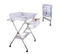 Mobiclinic®, Cambiador Bebé, Plegable, Regulable en Altura, Hasta 15 Kg, 0-36 Meses, Organizador de Pañales, Ruedas 360º con Freno, Arnés y Valla de Seguridad, Funda Lavable, Almacenaje, Zoey