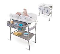 Mobiclinic® kids, Cambiador de bebés con bañera 2 en 1, Trendy, Ajustable 4 alturas, Termómetro, Ruedas freno, Cesta almacenamiento, Hasta 50 kg, Tubo desagüe, 0-36 meses