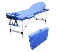 Mobiclinic, Camilla de Masaje Plegable, CA-01 Plus, Mesa de Masaje, Reposacabezas, Aluminio y Polipiel, 3 cuerpos, Camilla Plegable Fisioterapia, Altura Regulable, 186x60 cm, Portátil, Azul