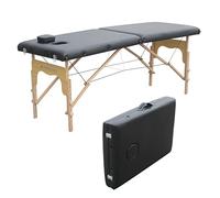 Mobiclinic, Camilla de masaje Plegable, CM-01 Basic, Mesa de Masaje, Camilla de masaje profesional, portátil, madera, 2 cuerpos, Marca Española, Regulable, 180x60 cm, Negra