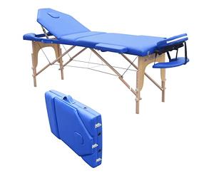 Mobiclinic, Camilla de Masaje Plegable, Madera, CM-01 Plus, Cama de Masaje, Reposacabezas, Portátil, Camilla de Masaje Profesional, Madera, 3 cuerpos Marca Española, Regulable, 186 x 60 cm, Azul