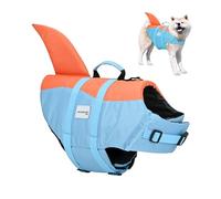 Mobiclinic®, Chaleco Salvavidas Perro, Diseño Aleta Tiburón, Asa de Rescate, Arnés Ajustable, Anillo para Correa, Alta Flotabilidad y Visibilidad, Sharky, Ligero, Nadar, Surf, Navegar (L)
