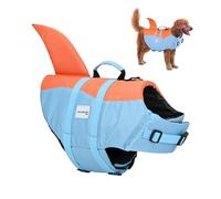 Mobiclinic®, Chaleco Salvavidas Perro, Diseño Aleta Tiburón, Asa de Rescate, Arnés Ajustable, Anillo para Correa, Alta Flotabilidad y Visibilidad, Sharky, Ligero, Nadar, Surf, Navegar (XL)