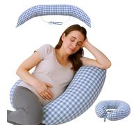 Mobiclinic®, Cojín de Lactancia y Embarazo, 3 en 1, Cintas Ajustables, 180 Cm, Multifunción, Aura, Desenfundable y Lavable, Multiposición, Algodón y Poliéster, Estampado Vichy