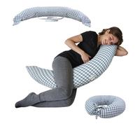 Mobiclinic®, Cojín de Lactancia y Embarazo, 3 en 1, Cintas Ajustables, 180 Cm, Multifunción, Aura, Desenfundable y Lavable, Multiposición, Algodón y Poliéster, Estampado Vichy